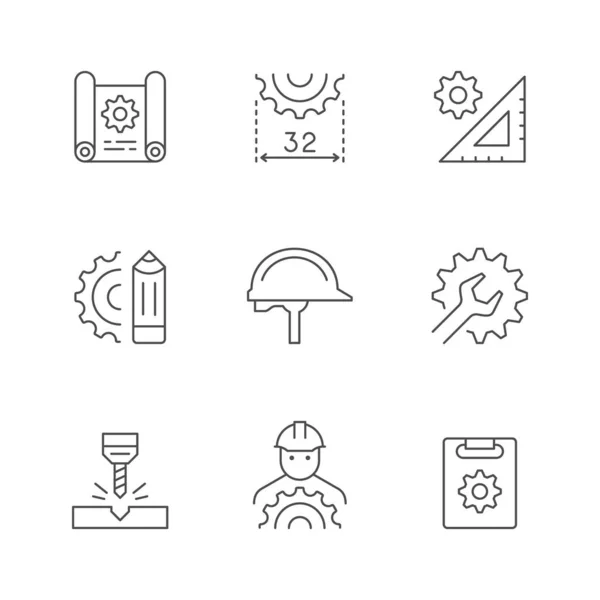 Establecer iconos de línea de ingeniería — Vector de stock