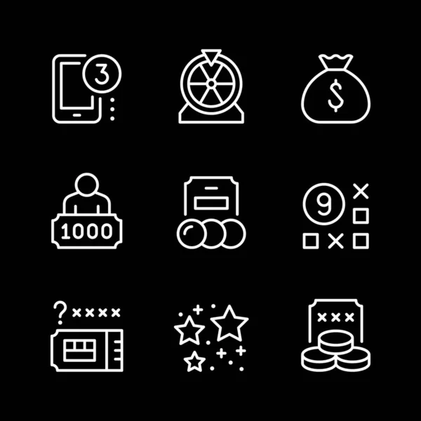 Définir les icônes de ligne de loterie — Image vectorielle