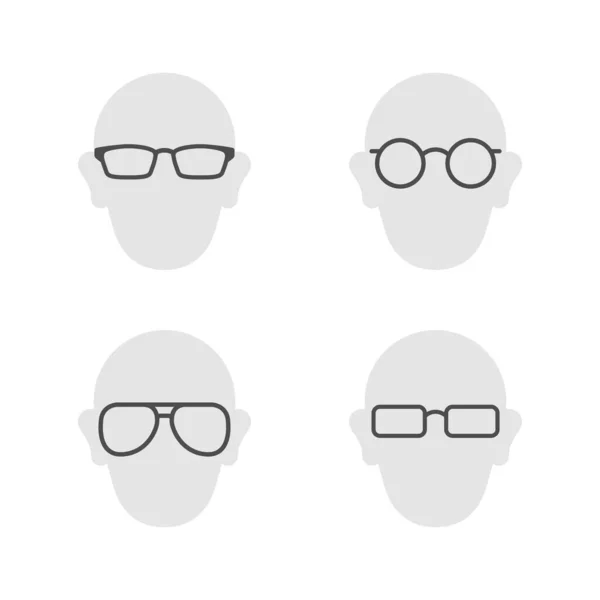 Set glyph icons of eyeglasses — Stock Vector