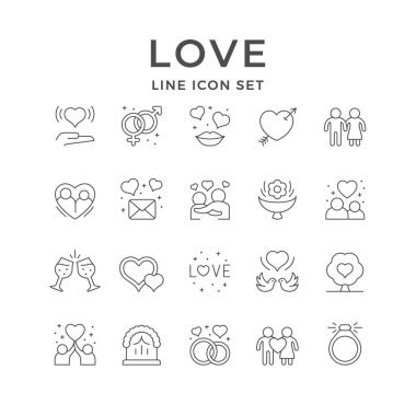 Aşk ve romantizmin çizgi simgelerini belirle