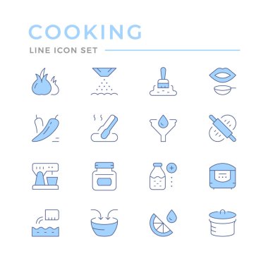 Aşçılıkla ilgili renk çizgisi simgeleri