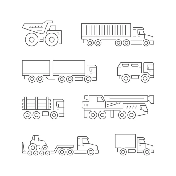 Set line icons of trucks — Stock Vector