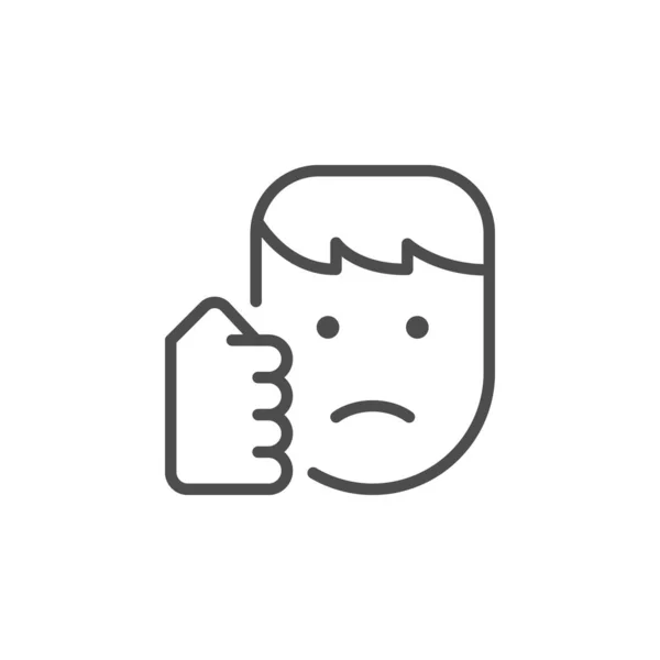 Punch dans l'icône de contour de ligne de visage — Image vectorielle