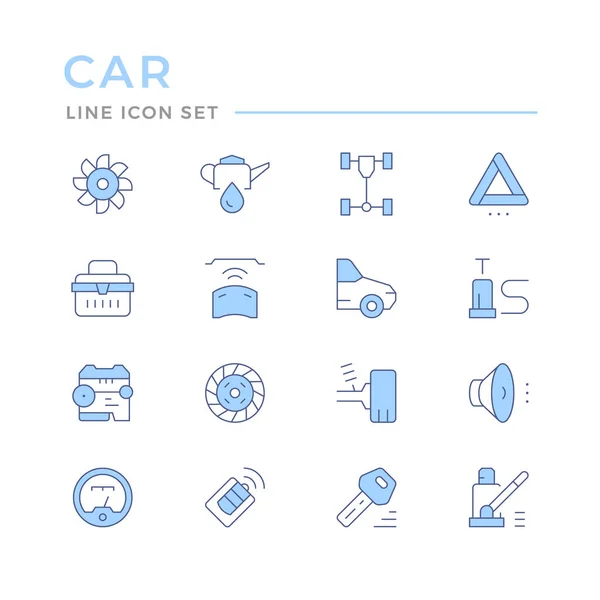 Ensemble d'icônes de ligne de couleur liées à la voiture — Image vectorielle