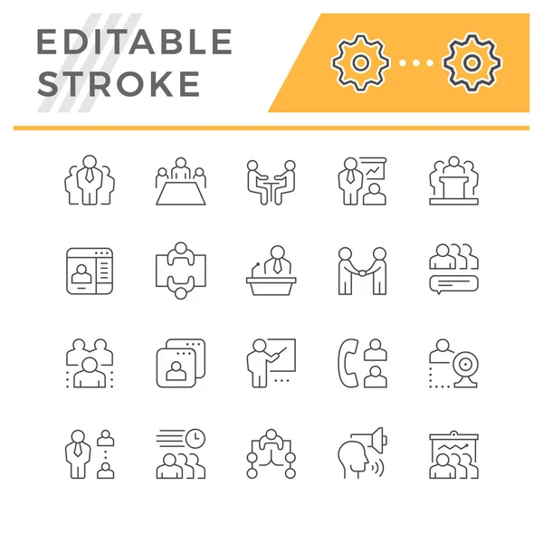 Définir les icônes de ligne de réunion — Image vectorielle