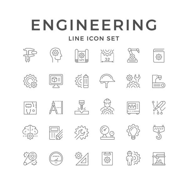 Establecer iconos de línea de ingeniería — Vector de stock