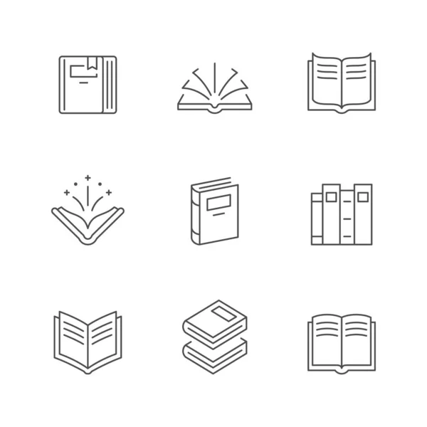 Establecer iconos de línea de libro — Vector de stock