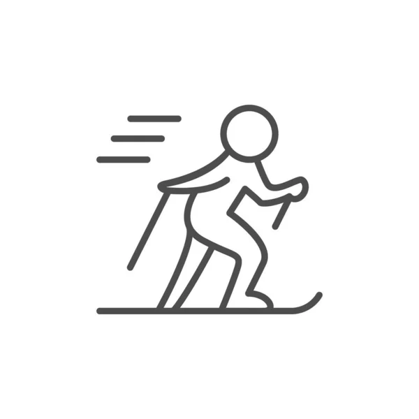 Ligne de ski icône de contour et signe de sport d'hiver — Image vectorielle