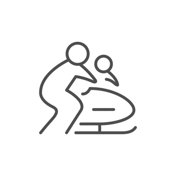 Bobsleigh ou bobsleigh ligne de contour icône — Image vectorielle