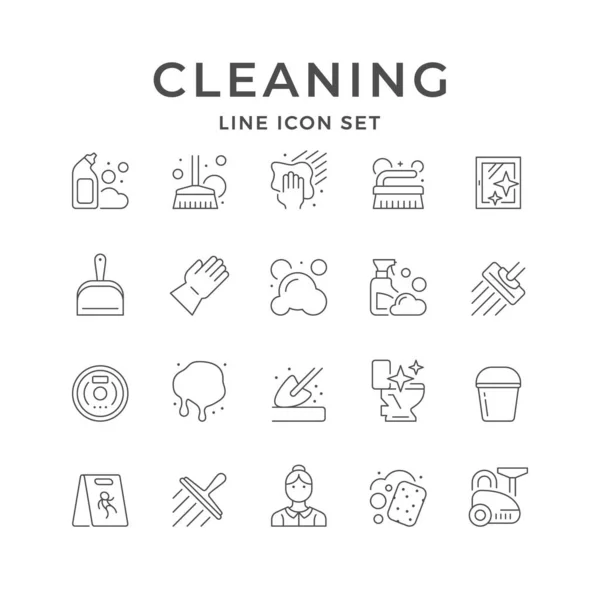 Definir ícones de linha de limpeza —  Vetores de Stock