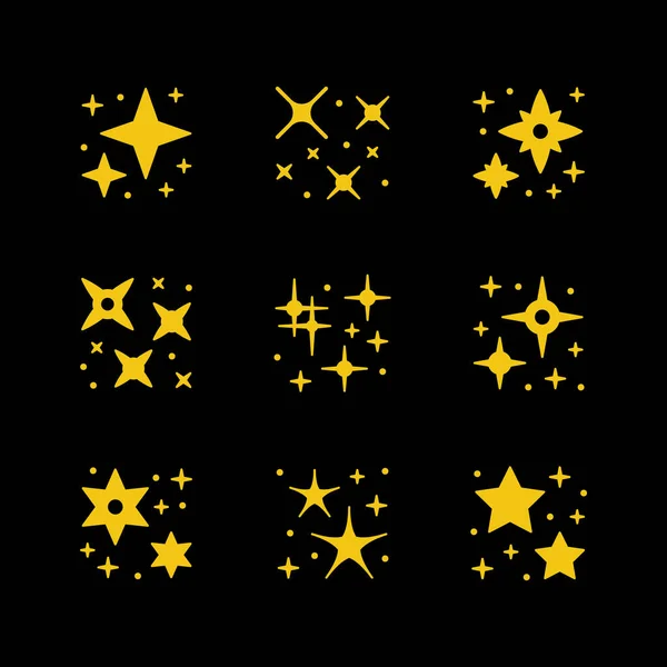 Set icônes jaunes de scintillement et scintillement — Image vectorielle