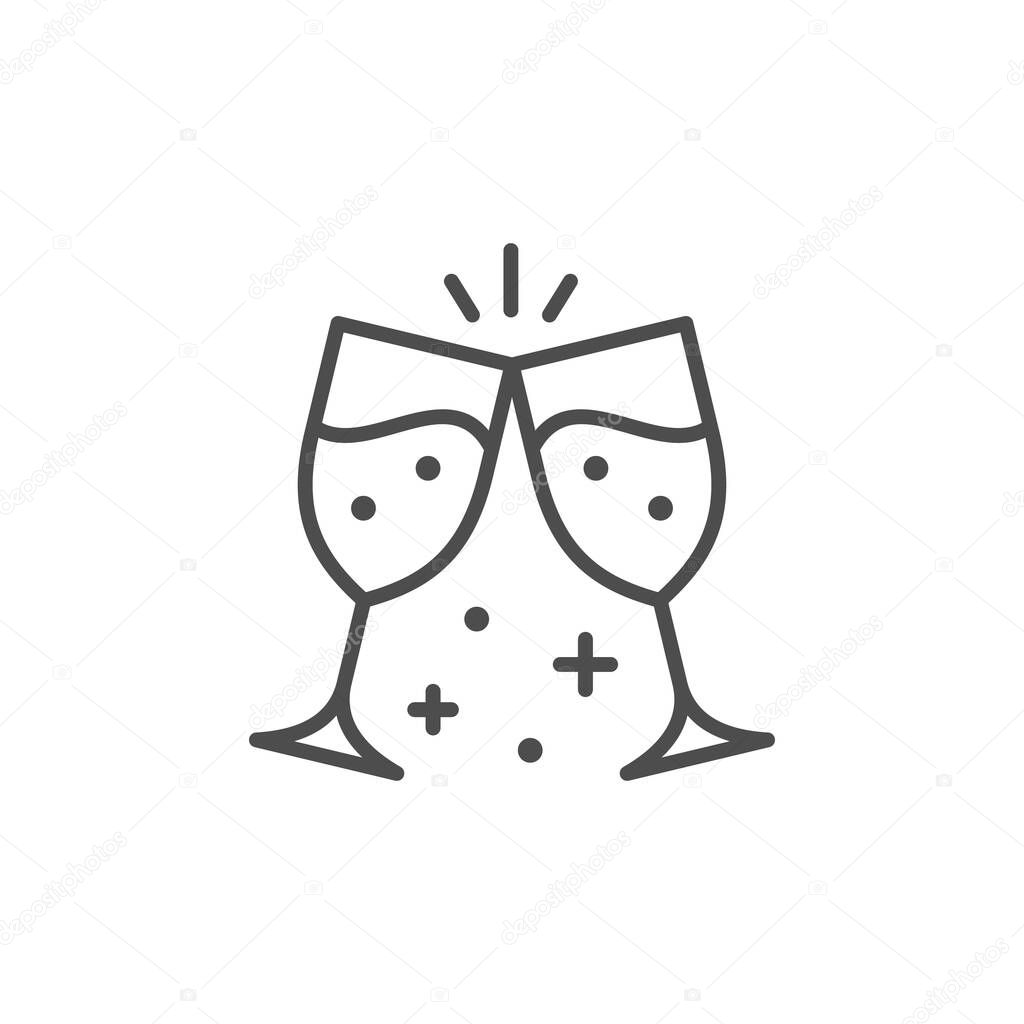 Clinking glasses line outline icon