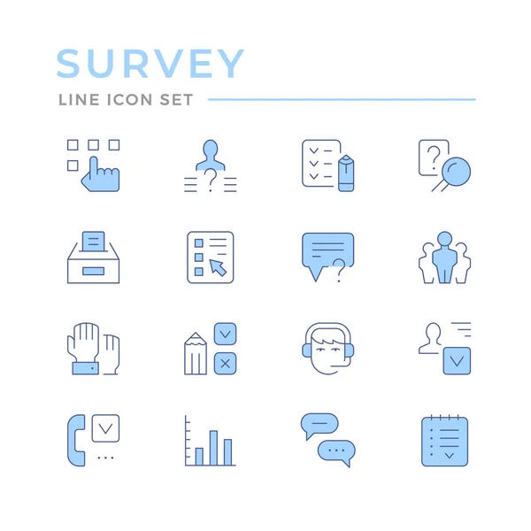 Establecer iconos de línea de color de la encuesta — Vector de stock