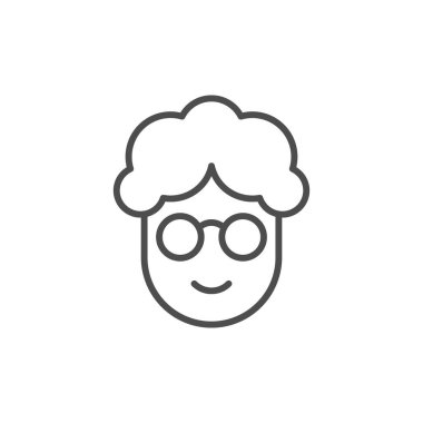 Yaşlı kadın çizgi ana hatları simgesi