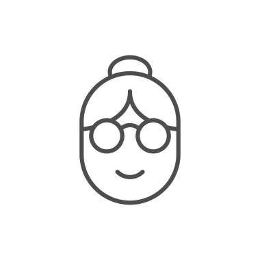 Yaşlı kadın çizgi ana hatları simgesi