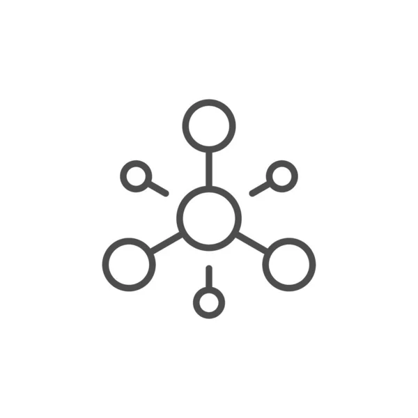 Icono de esquema de línea de estructura molecular — Vector de stock