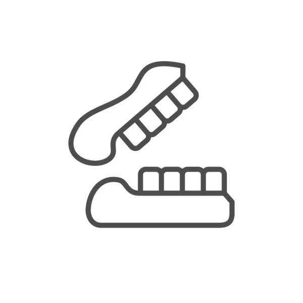 Tandproteser eller konstgjord käklinje kontur ikon — Stock vektor