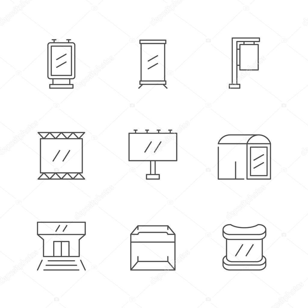 Set line icons of outdoor advertising