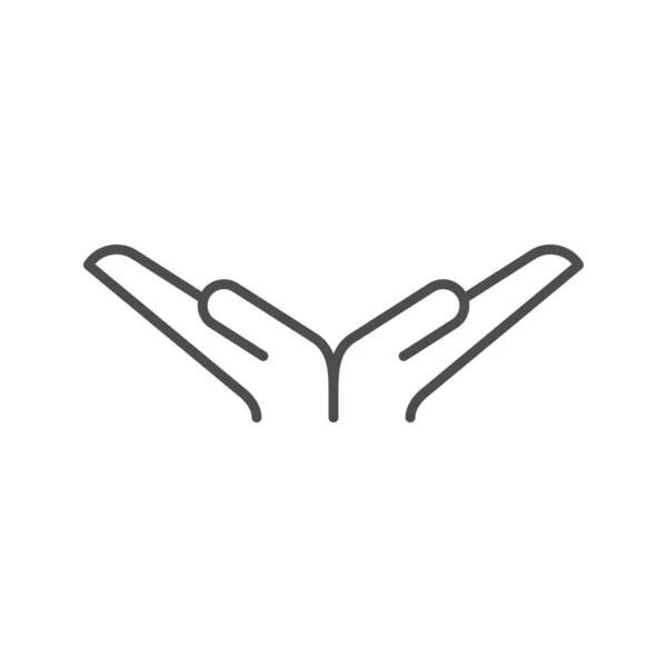 Cupped ręce linii zarys ikona — Wektor stockowy