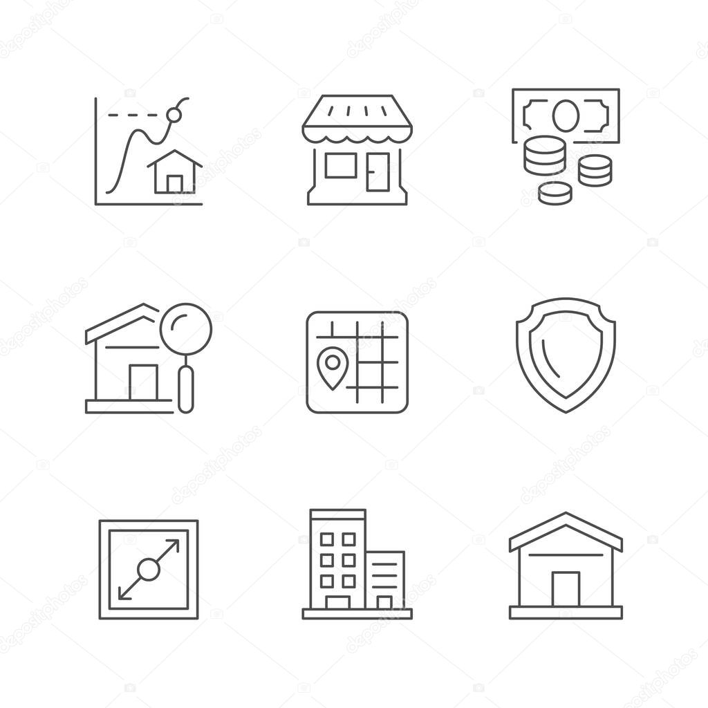 Set line icons of real estate