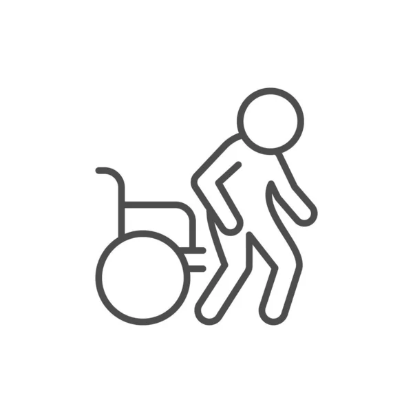 Icône de contour de ligne personne handicapée — Image vectorielle