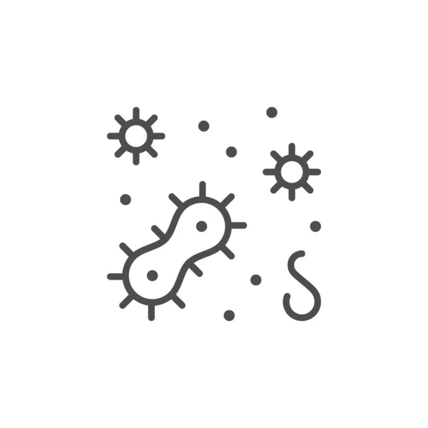 Icono del contorno de la línea de bacterias o microbios — Vector de stock