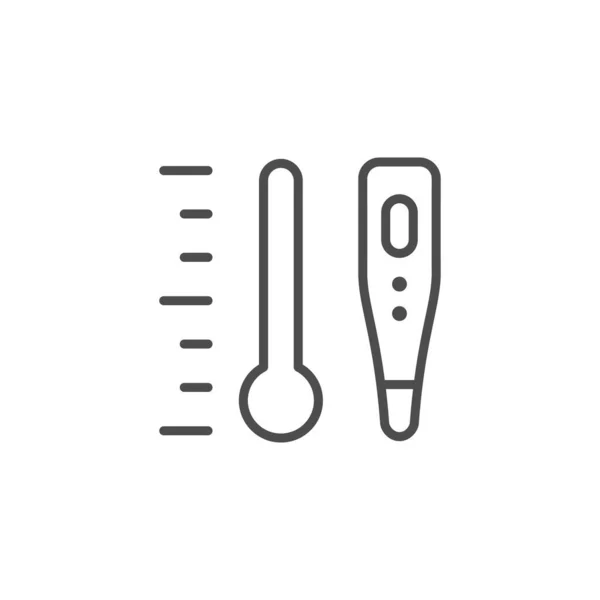 Temperatur und Thermometer umreißen das Symbol — Stockvektor