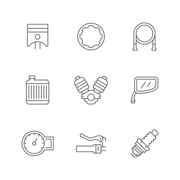 Stel lijn pictogrammen van motorfiets onderdelen — Stockvector