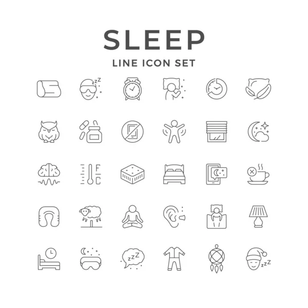 Establecer iconos de línea de sueño — Vector de stock