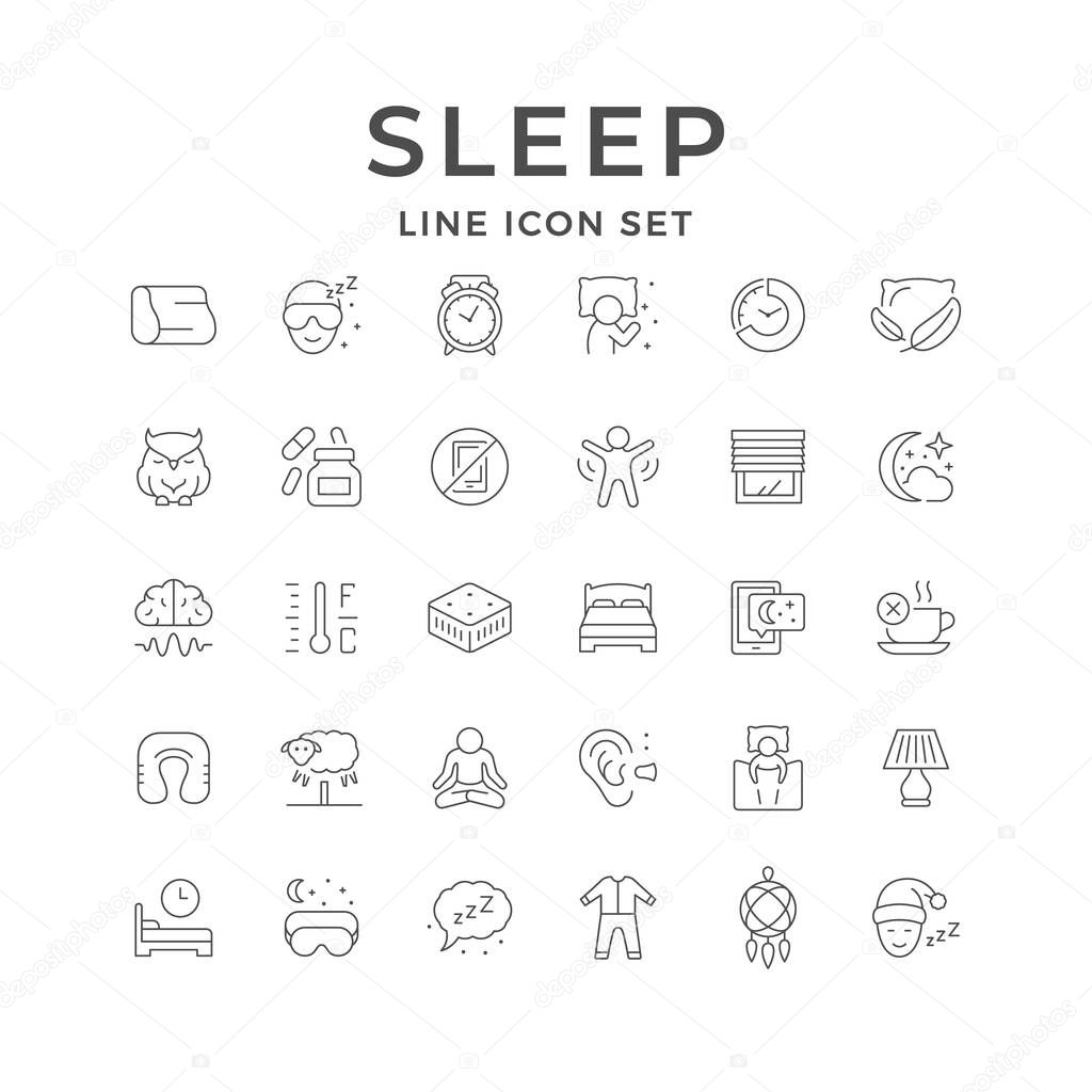 Set line icons of sleep