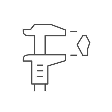 Parçacık boyutu dış hat simgesi beyaz üzerine izole edildi. Vektör illüstrasyonu