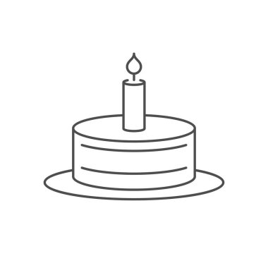 Mum çizgisi simgesine sahip kek beyaza izole edildi. Vektör illüstrasyonu