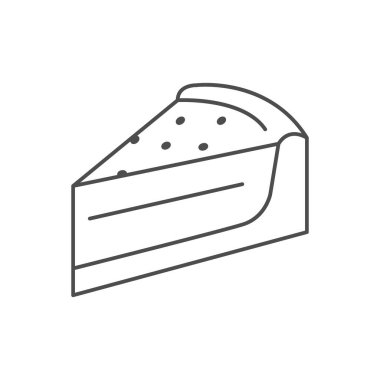 Beyaz üzerine izole edilmiş turta çizgisi simgesi. Fırın, tatlı, pasta. Vektör illüstrasyonu