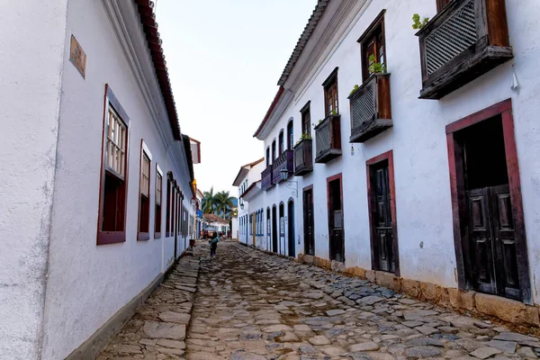 Rumah Bergaya Portugis Kolonial Jalan Jalan Berbatu Pusat Sejarah Paraty — Stok Foto