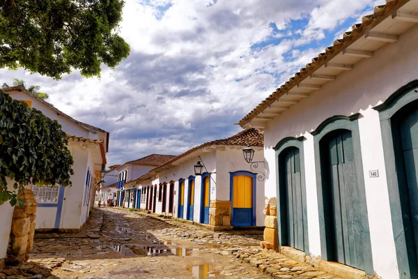 Casas Coloniales Estilo Portugués Las Calles Empedradas Centro Histórico Paraty —  Fotos de Stock