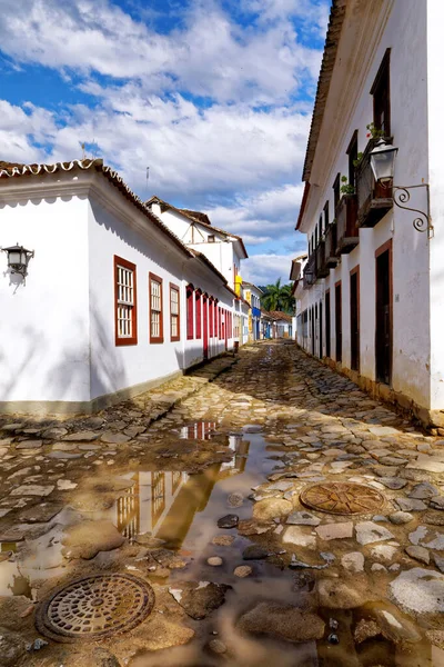 Kolonialne Domy Stylu Portugalskim Brukowanych Ulicach Historycznym Centrum Paraty Rio — Zdjęcie stockowe