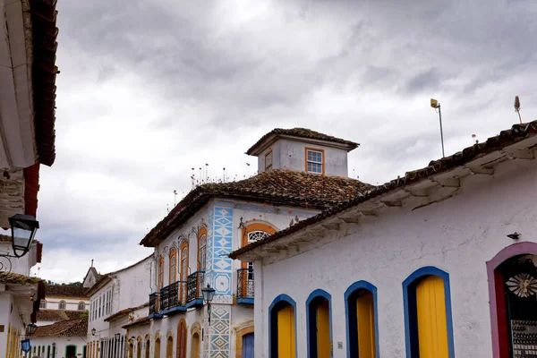 Casas Coloniais Estilo Português Nas Ruas Paralelepípedos Centro Histórico Paraty — Fotografia de Stock