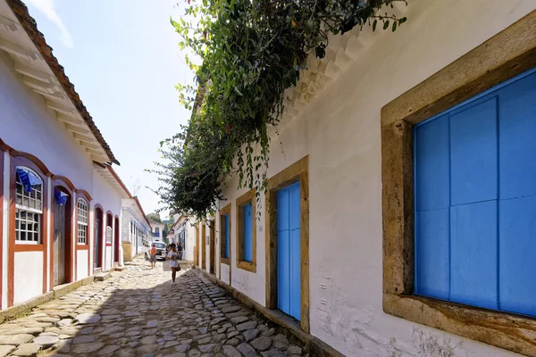 Kolonialne Domy Stylu Portugalskim Brukowanych Ulicach Historycznym Centrum Paraty Rio — Zdjęcie stockowe