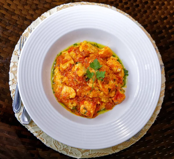 Pescado Moqueca Con Salsa Hierbas —  Fotos de Stock