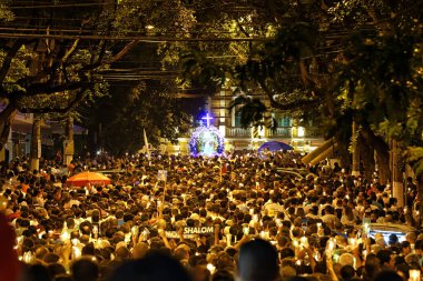 Vitoria, Espitito Santo, Brezilya - 7 Nisan 2018 - Penha Leydimizin Şölenindeki Erkekler Haccı