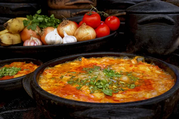 Délicieux Moqueca Capixaba Légumes Dans Les Pots Argile — Photo