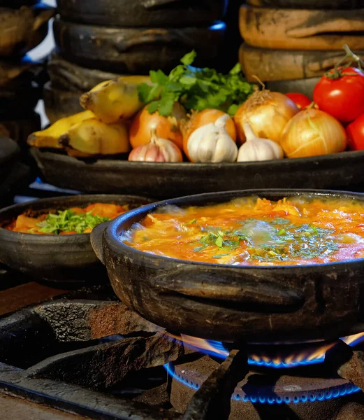 Delicioso Moqueca Capixaba Legumes Nos Potes Barro — Fotografia de Stock