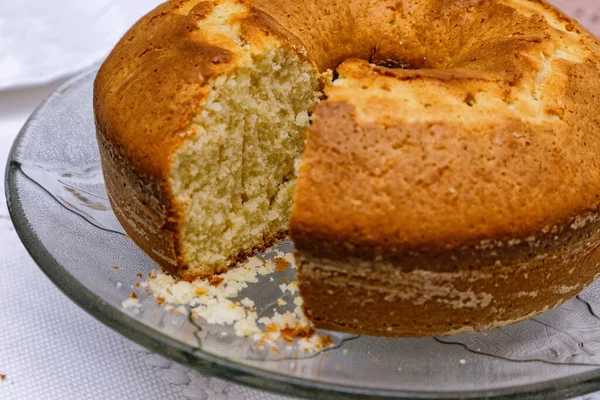 Deliziosa Torta Fatta Casa Servita Sul Piatto — Foto Stock