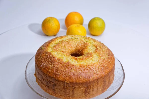 Смачний Домашній Апельсиновий Торт Цедрою Зверху — стокове фото