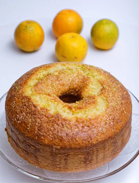 Νόστιμο Σπιτικό Κέικ Πορτοκάλι Ξύσμα Από Πάνω — Φωτογραφία Αρχείου