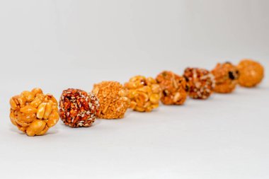 Uzun sıra Tipik Meksika tohumları ve bal şekerleri