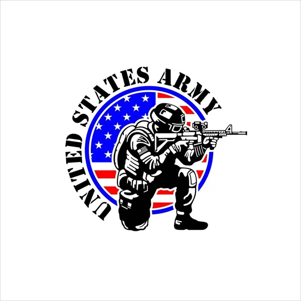 Vettore Icone Soldato Dell Esercito Degli Stati Uniti — Vettoriale Stock