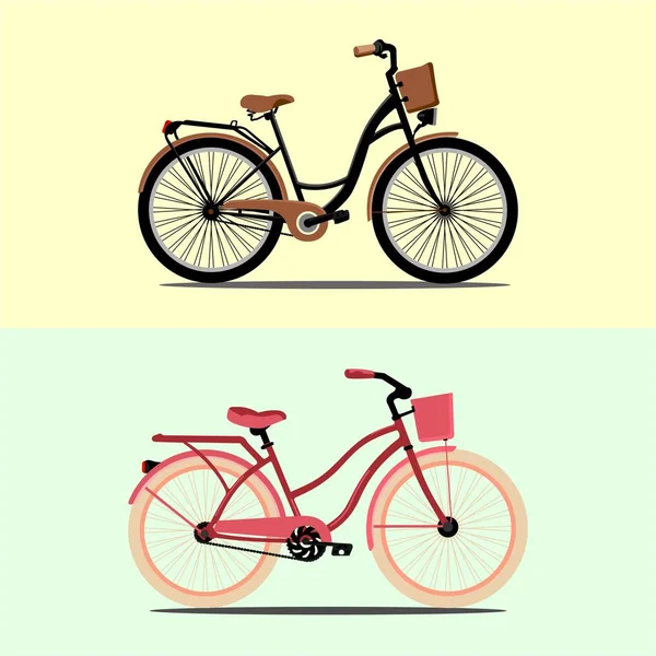 Bicicletas Mujeres Vintage Vector Conjunto — Vector de stock