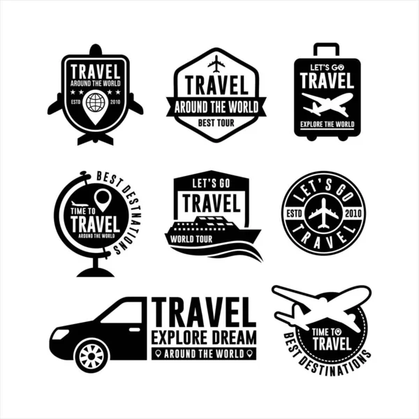 Podróżuj Dookoła Świata Design Logo Set — Wektor stockowy