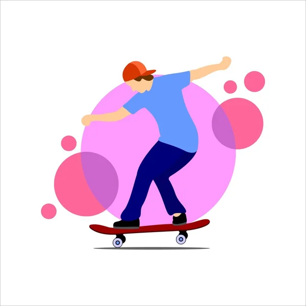 Equilibrio Skateboarding Hombre Vector Ilustración — Vector de stock